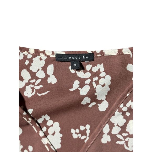 NEW West Kei Womens S Button-Down Blouse  Flowers Print V-Neck Tie Front Boho - Picture 6 of 11